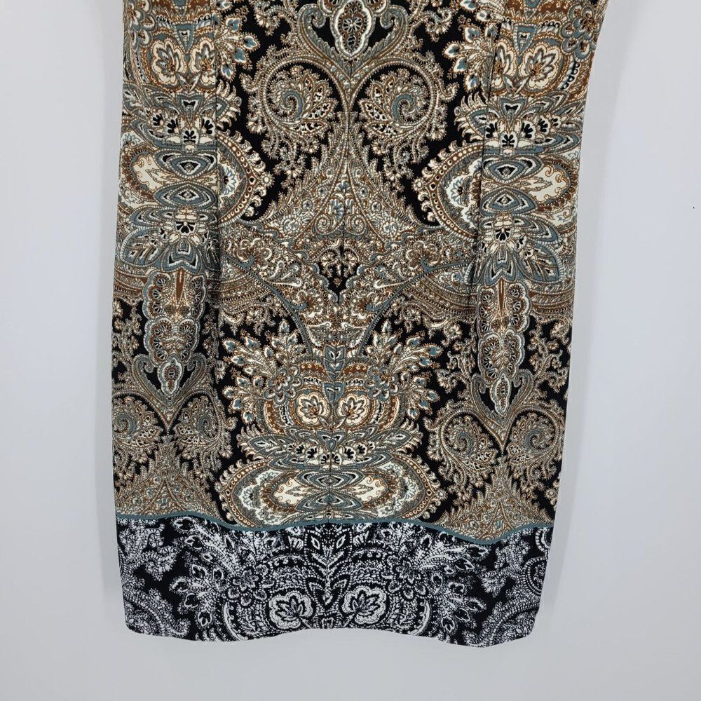 Vintage Dress Barn Sleeveless Shift Dress‎ 14 Brown Gray Paisley Medallion Print - Picture 8 of 12